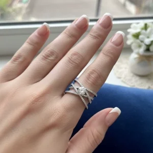 انگشتر نقره رادیوم مدل جواهری فانتزی کد74959