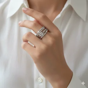 انگشتر نقره رادیوم مدل جواهری  فانتزی کد74955