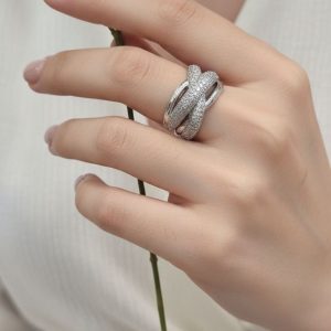 انگشتر نقره رادیوم مدل جواهری فانتزی کد75094