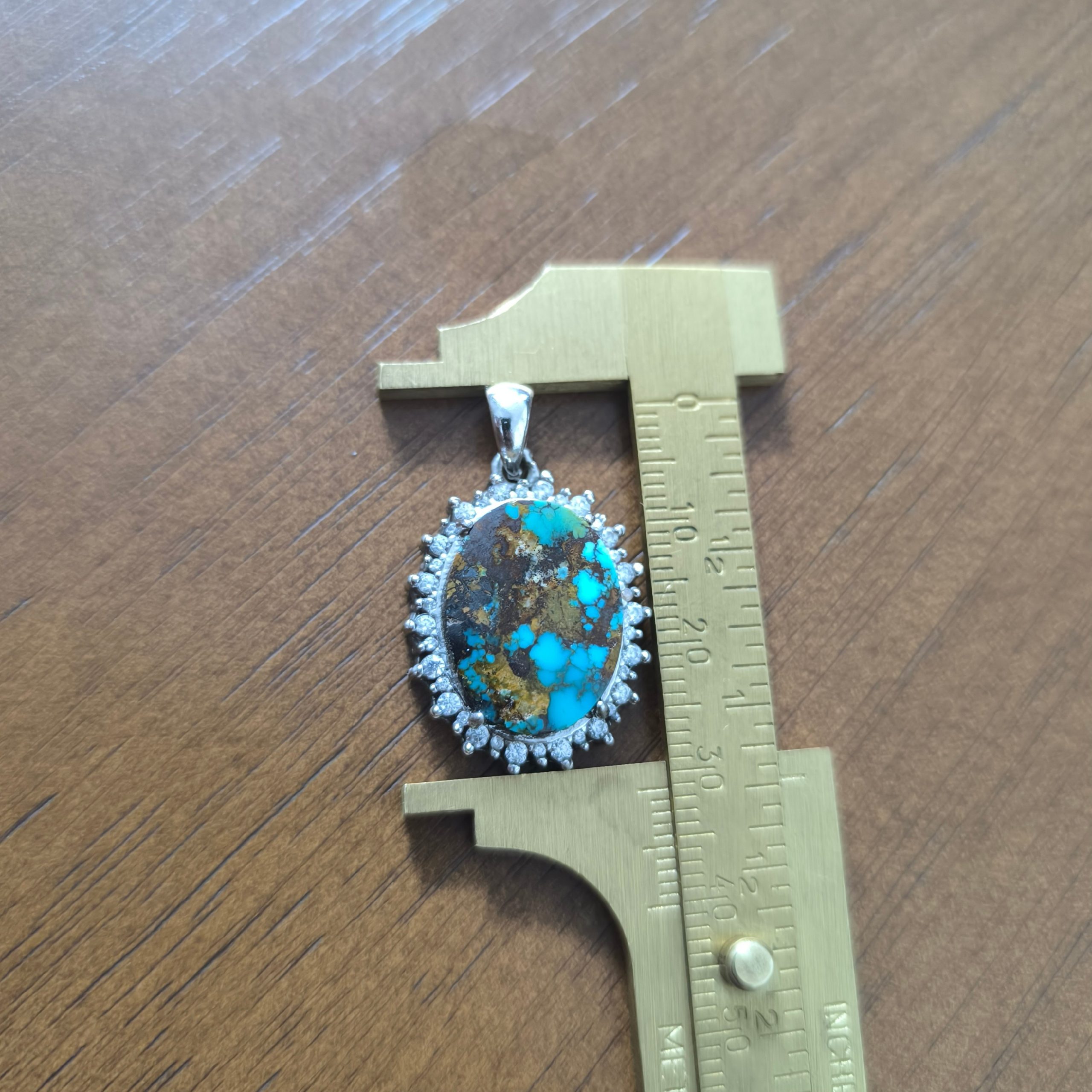 گردنبند نقره فیروزه نیشابور آبکاری طلا سفید کد 203443