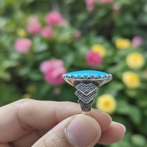 انگشتر نقره فیروزه کرمان کد 203436
