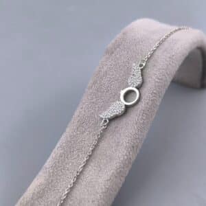 دستبند نقره با آبکاری طلای سفیدN152083 - Image 3