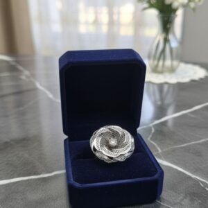 انگشتر نقره آبکاری طلا طرح فیوژن کد 200