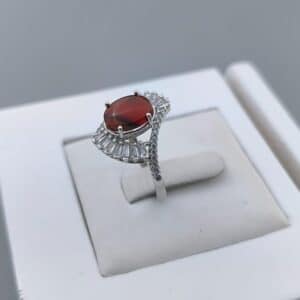 انگشتر نقره بانگین عقیق قرمز یمنی کد155055 - Image 2