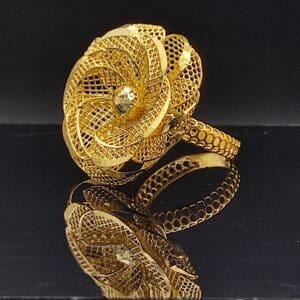 انگشتر نقره آبکاری طلا طرح فیوژن کد 200 - Image 4