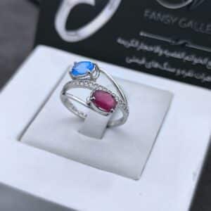 انگشتر نقره با نگین توپاز ، یاقوت سرخ N141433 - Image 2