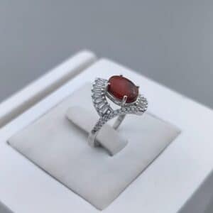 انگشتر نقره بانگین عقیق قرمز یمنی کد155055 - Image 3