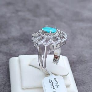 انگشتر نقره با نگین فیروزه نیشابوری کد432.1 - Image 2