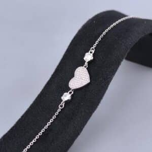 دستبند نقره با آبکاری طلای سفیدN152151