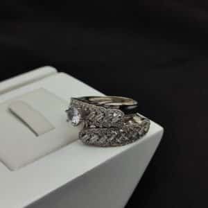 انگشتر نقره رادیوم مدل حلقه پشت حلقه طرح نگین باگت کد N74940 - Image 6