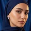 گوشواره نقره عقیق کبود با آبکاری طلا سفید گوشواره نقره طرح قلب با آبکاری طلا سفید